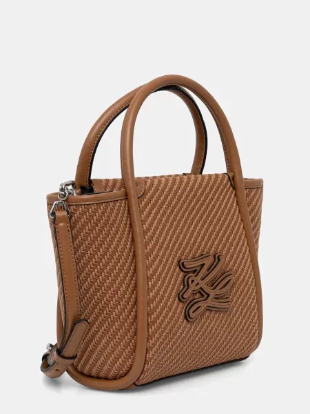 Karl Lagerfeld crossbody torbica pletena K/AUTOGRAPH rjava