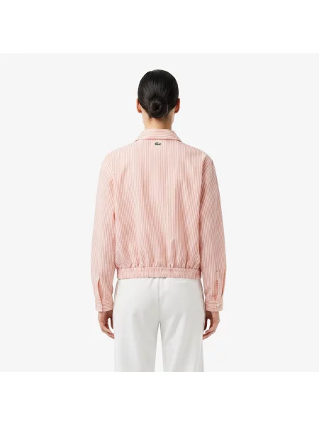 Lacoste Kurtka W Paski Z Seersuckera różowa