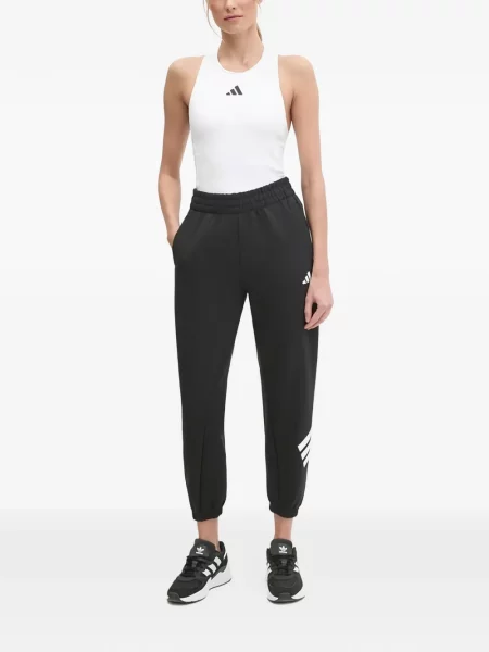 Spodnie Adidas w paski z autografem do biegania zielone