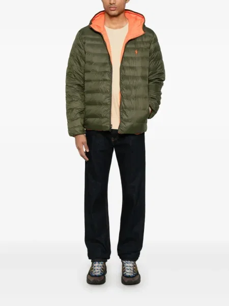 Риза Polo Ralph Lauren бродирана с качулка на райета зелено