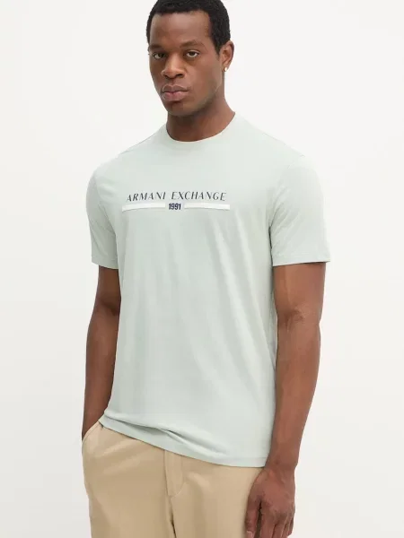 Тениска Armani Exchange с принт зелено