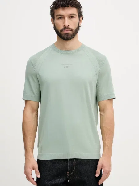 BOSS Green basic tričko s příměsí hedvábí BOSS X PORSCHE zelené