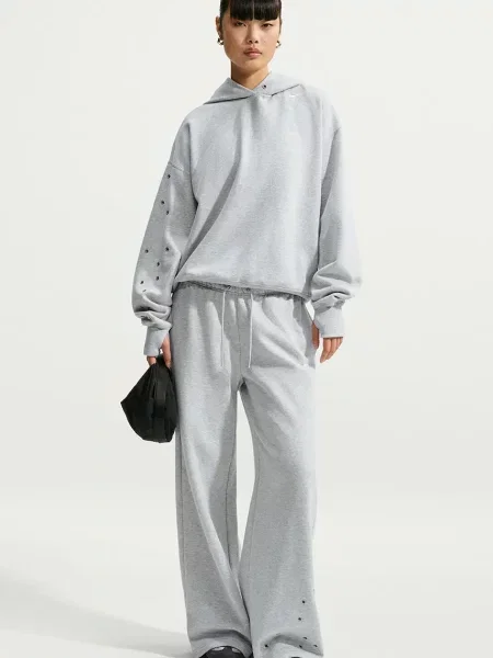 Nike Sportswear dukserica sa kapuljačom ženska s pamukom Studio Fleece siva