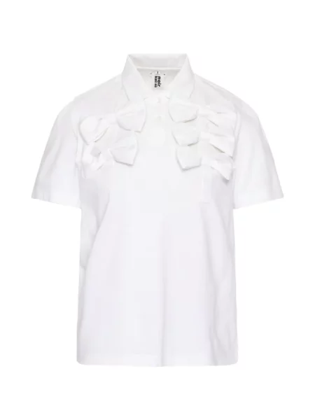 Koszulka polo Noir Kei Ninomiya z kokardką biała