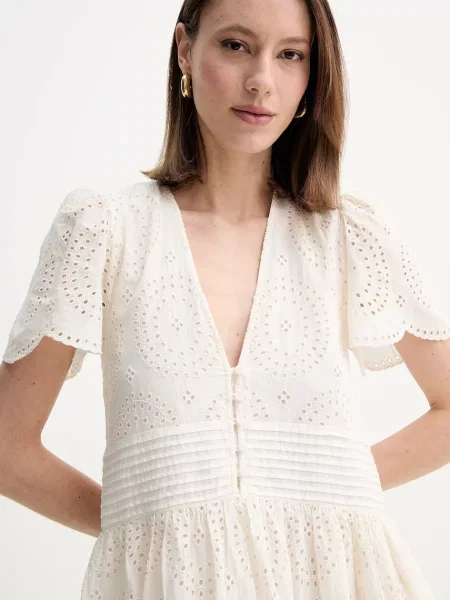 Сукня BOSS Orange mini розкльошена бежевий