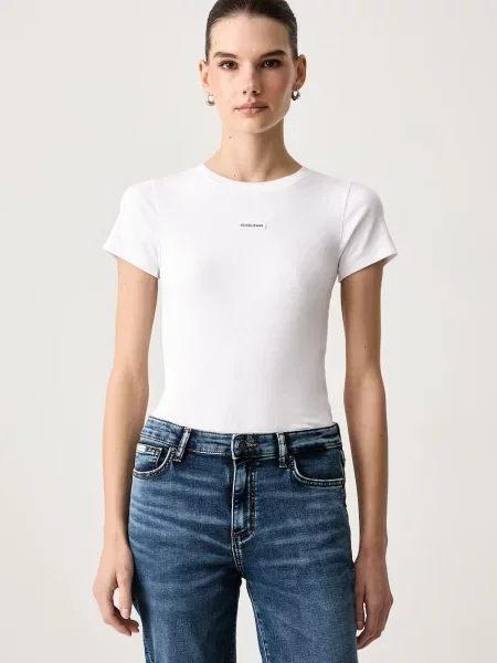 Guess Jeans T-shirt γυναικείο με ελαστάν λευκό