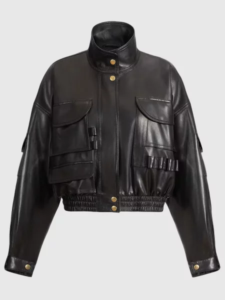 Шкіряна куртка Balmain чорна