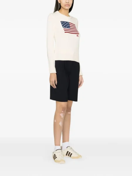 Lniana czapka z daszkiem Polo Ralph Lauren z okrągłym dekoltem niebieska