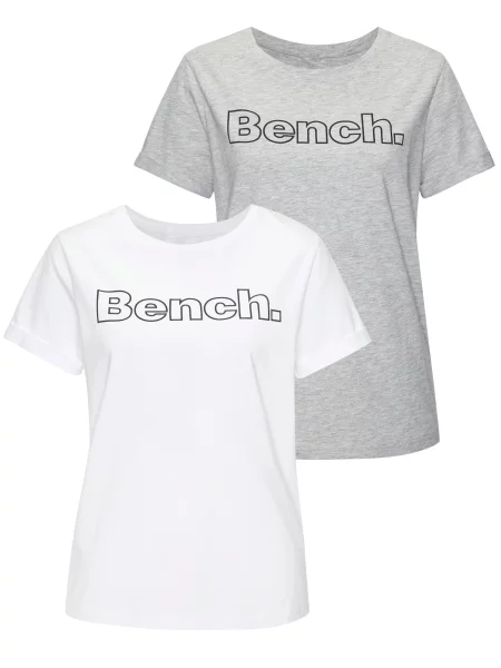 BENCH Majica pegasto siva / črna bela