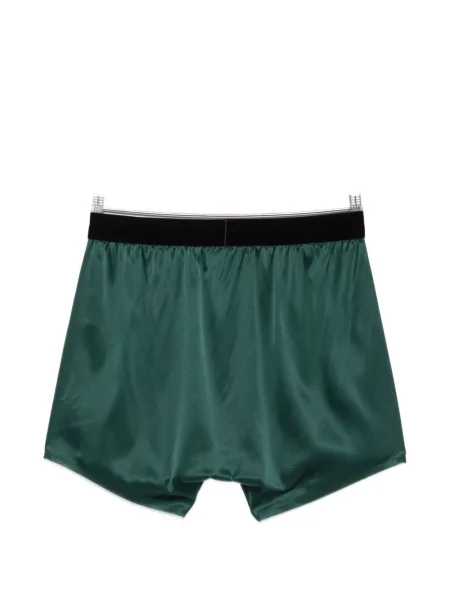 Pantaloni scurți Tom Ford de mătase cu autograf verde