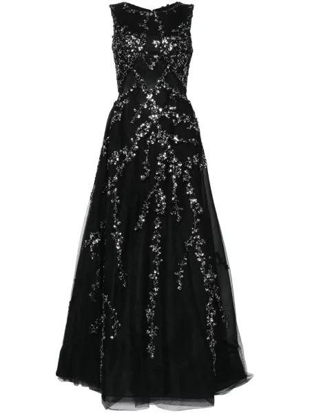 Rochie Saiid Kobeisy din tul cu mărgele negru