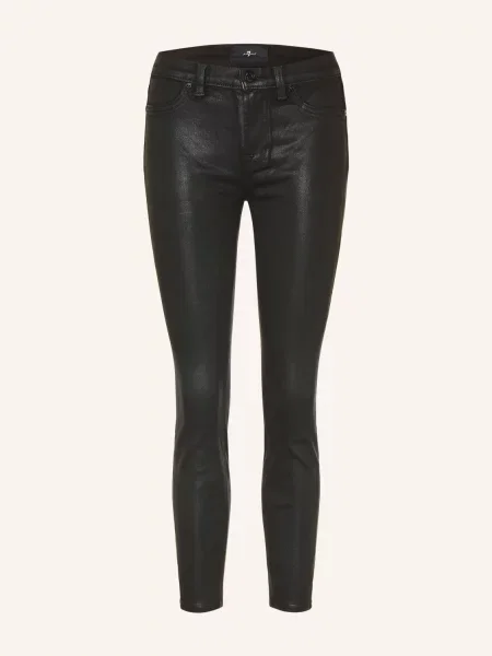 7 For All Mankind Coated Džíny The Ankle Skinny coated black černé