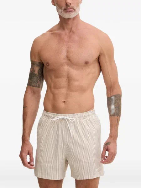 Slip de baie Nike cu gât halter cu imagine cu imprimeu geometric negru