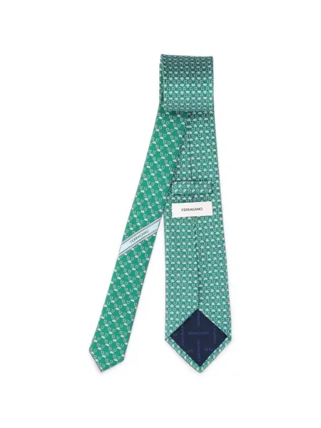 Cravată Ferragamo de mătase cu imagine verde