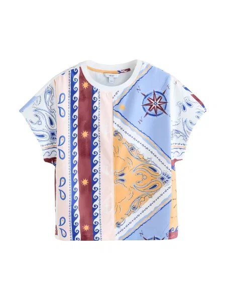 Next Tricou albastru deschis / galben / roz / carmin roșu