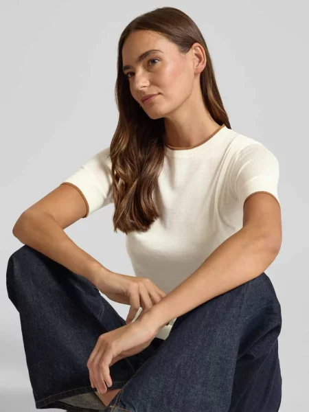 Sweter o kroju slim fit z mieszanki jedwabiu model AGENDA' Max Mara Studio biały
