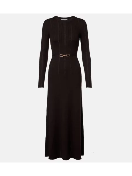 Rochie midi Gabriela Hearst de lână până la genunchi de costum negru