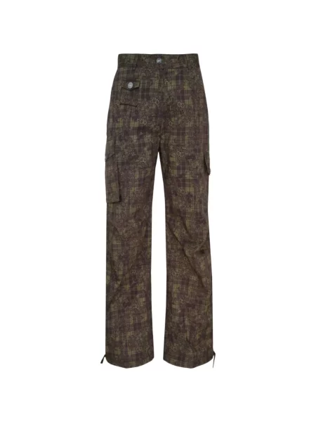 Pantaloni cargo Ganni cu model floral cu imagine maro