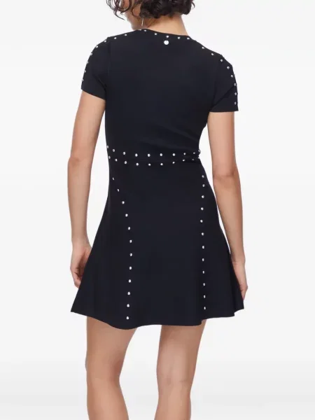 Dzianinowa sukienka mini Liu Jo z ćwiekami garniturowa czarna