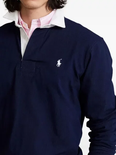 Polo Polo Ralph Lauren cu broderie de in cu talie înaltă albastru