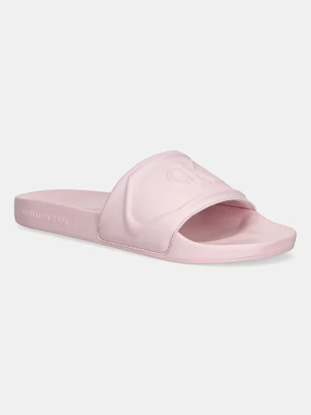 Natikači Calvin Klein Jeans SLIDE PU HF MG roza
