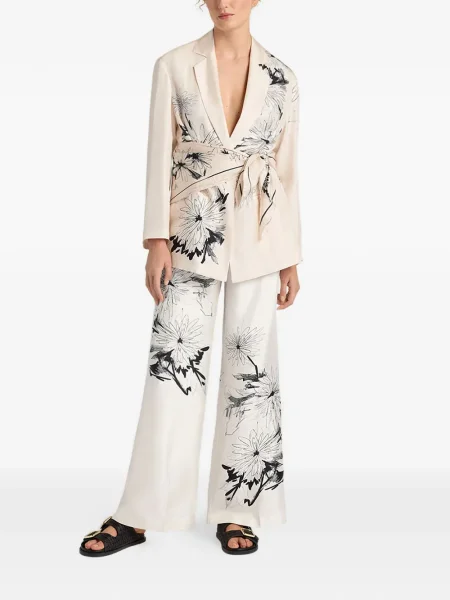 Sacou Momoni cu model floral cu imagine alb