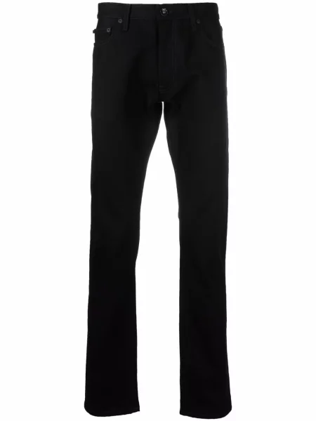 Дънки Off-white на райета с принт бяло