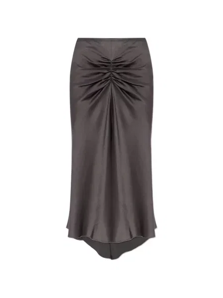 Fustă midi Victoria Beckham din satin cu volane gri