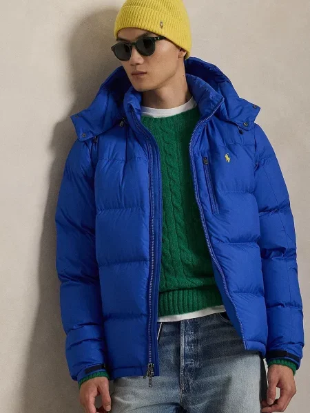 Пухено яке Polo Ralph Lauren тъмносиньо зимен модел синьо
