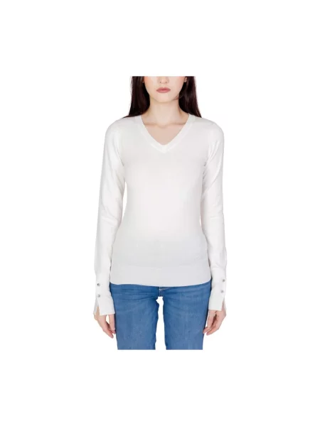 Długi lekki sweter Guess z długim rękawem biały