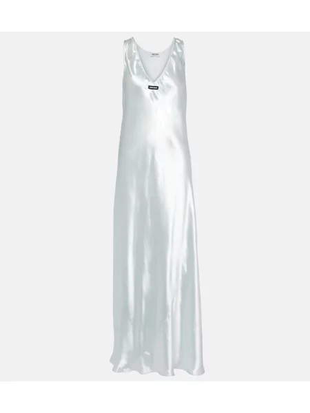 Rochie maxi Miu Miu din satin albastru