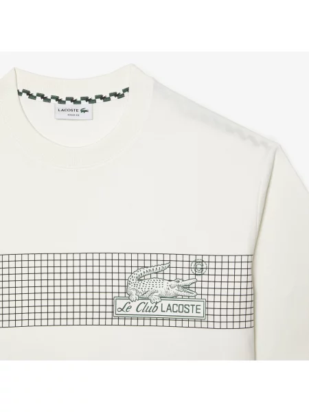 Lacoste Koszulka Z Nadrukiem Tenisowym O Luźnym Kroju Lacoste biała