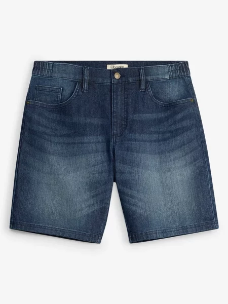 Lekkie szorty jeansowe z elastyczną wstawką w talii relaxed fit niebieskie