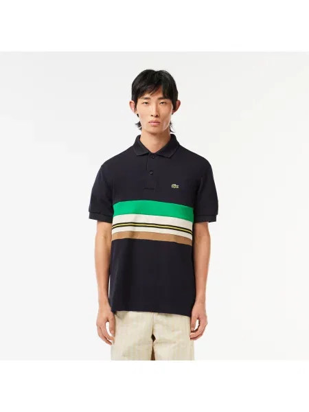 Lacoste Koszulka Polo Z Blokadą Koloru Classic Fit granatowa