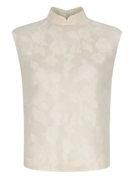 Top Shanghai Tang w kwiatki żakardowy biały