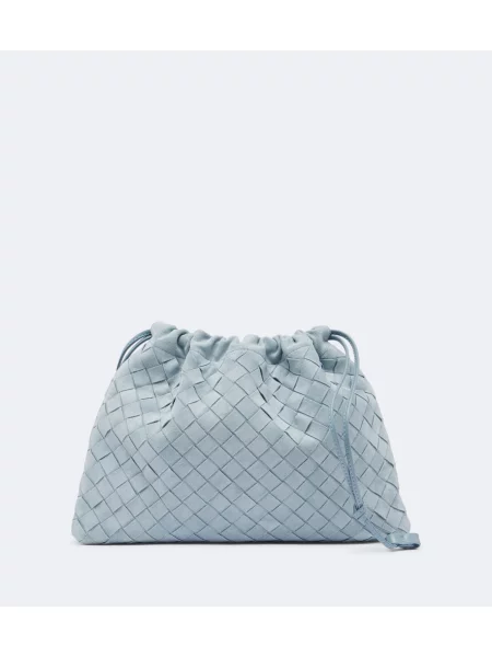 Geantă Bottega Veneta din piele de căprioară albastru