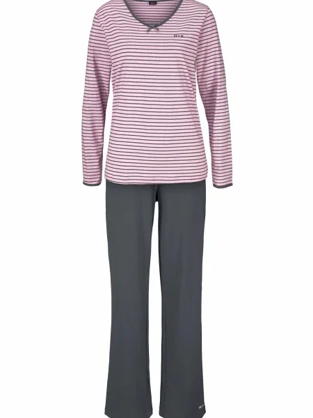 H.I.S Pijama închis / roz gri