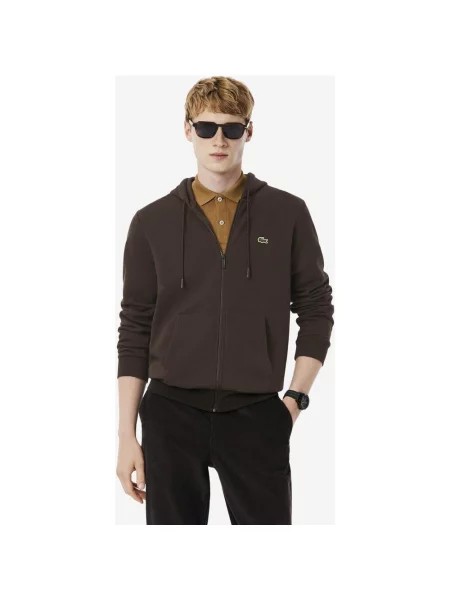 Bluza z kapturem Lacoste Colorblock Full Zip ciemny XS brązowy