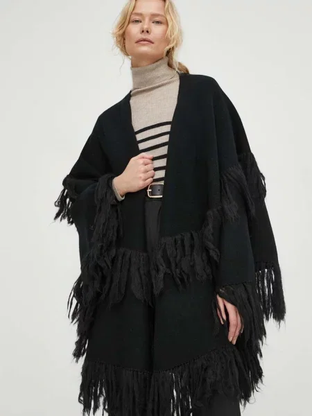 By Malene Birger poncho de lana negru