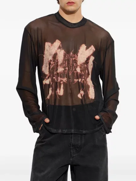 Lung tricou 44 Label Group cu imagine negru