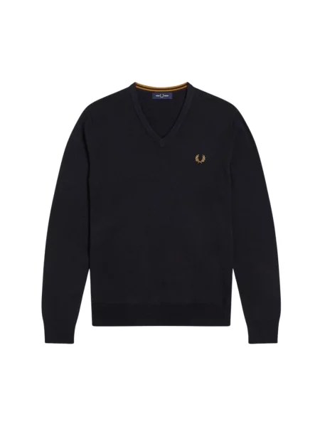 Fred Perry sweter wełniany granatowy lekki niebieski
