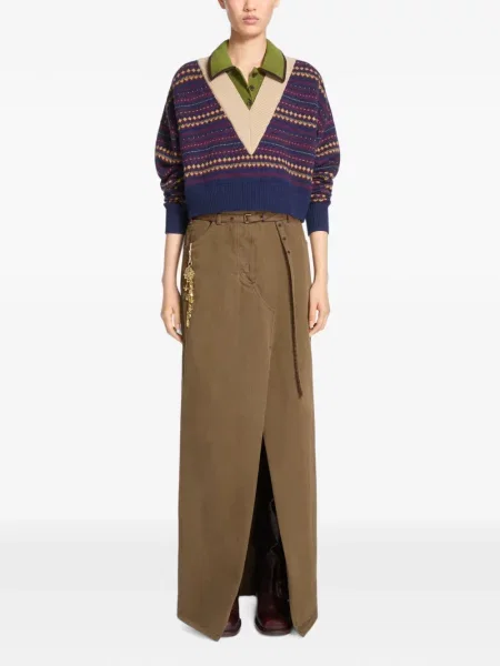 Lung fustă Dries Van Noten maro