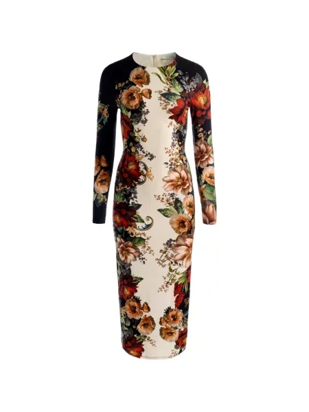 Lung rochie midi Alice + Olivia cu model floral cu imagine negru