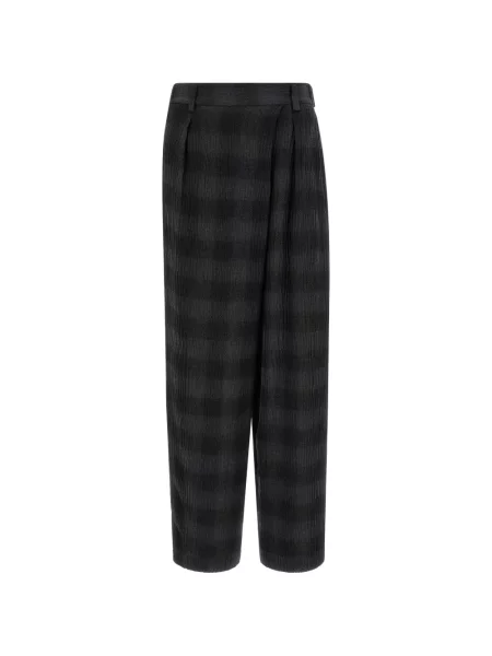 Pantaloni Tela în carouri asimetrice negru