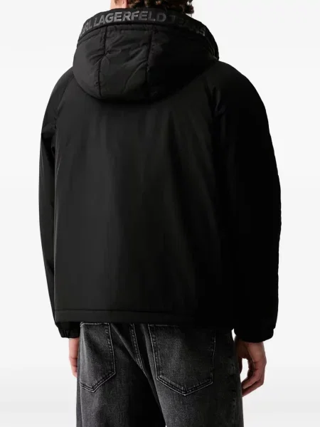 Geacă de blugi Karl Lagerfeld Jeans cu glugă negru