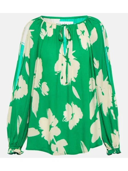 Bluză Velvet de catifea cu imagine verde