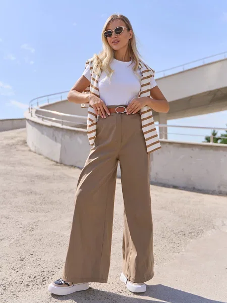 ISSA Plus Штани палаццо бежевий
