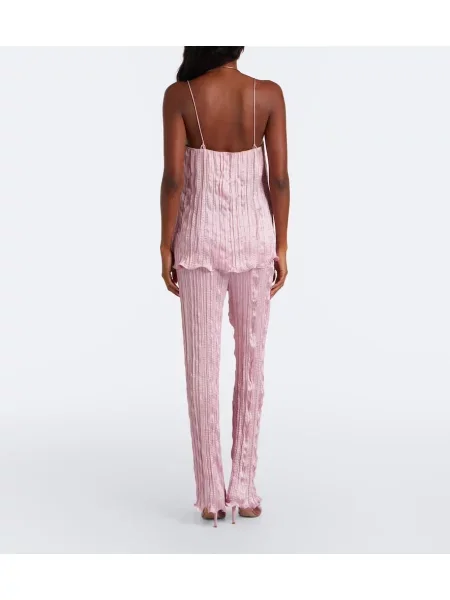 Pantaloni Posse din satin roz