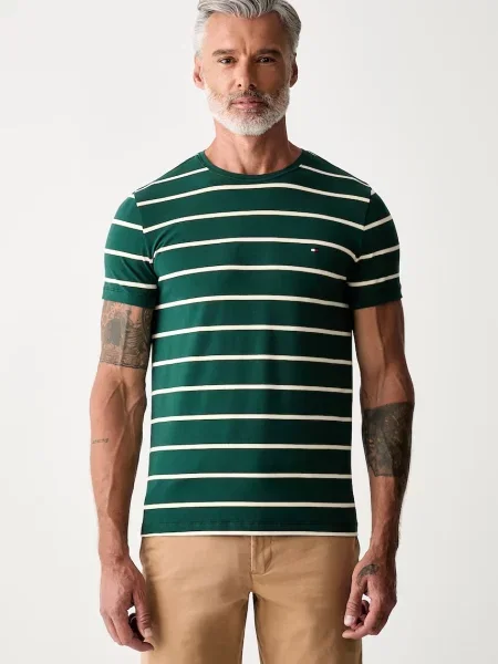 Tommy Hilfiger basic tričko pánske s elastanom zelená