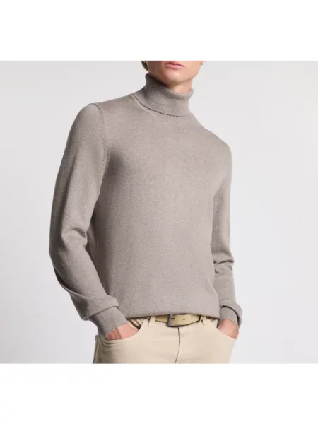 Sweter z golfem Fay wełniany do golfa beżowy